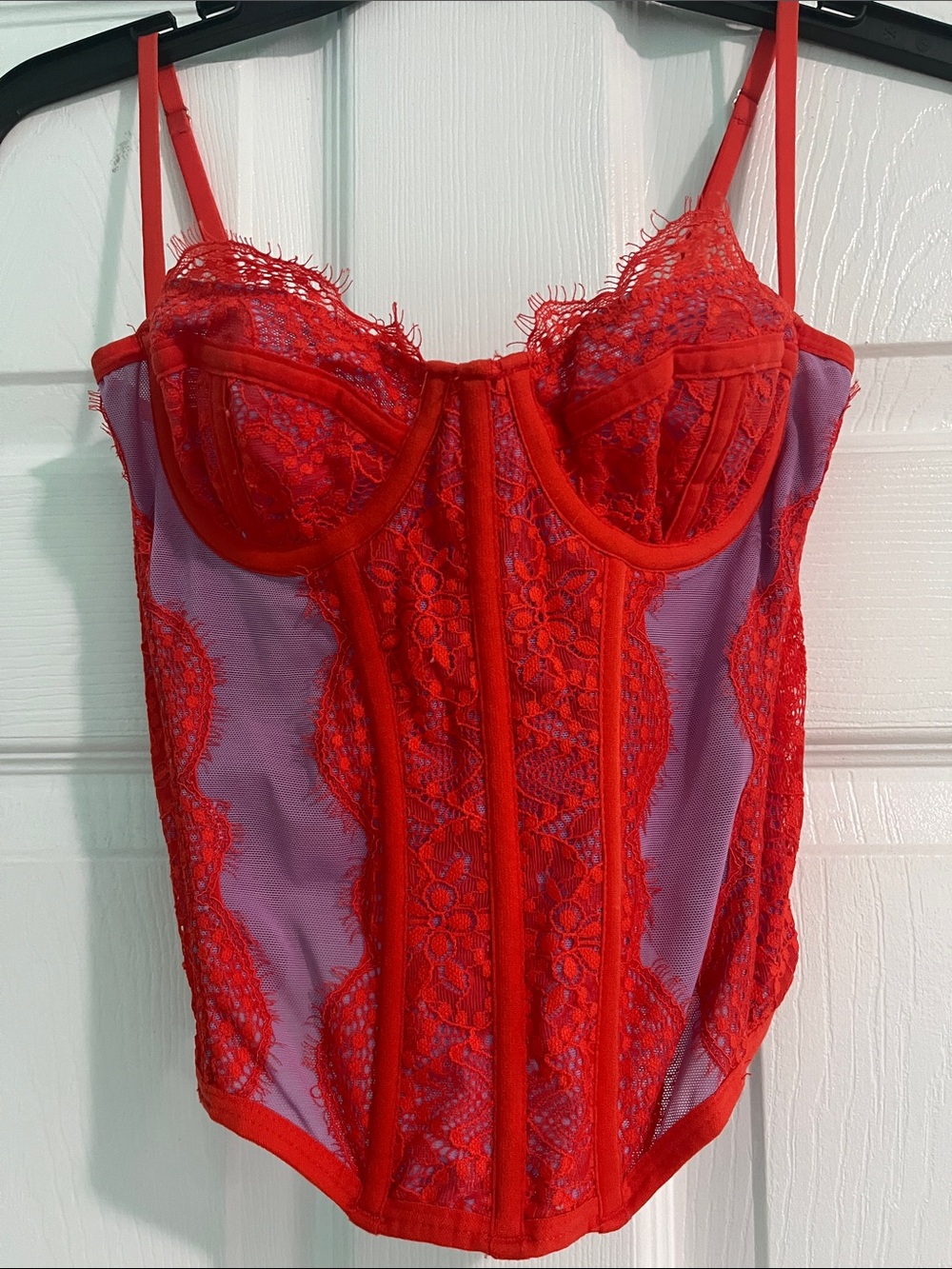 Red and Purple Lace Corset Top